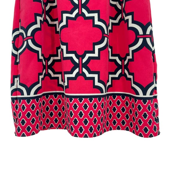 Crown & Ivy High Neck Halter Shift Mini Dress Geo Pink Navy - Size Small EUC - Picture 7 of 11